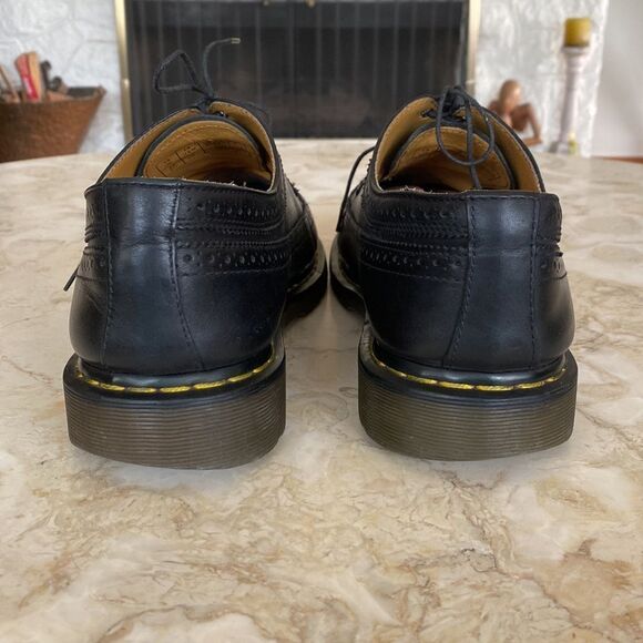 Dr. Martens 11845 Yellow Stitch Leather Wingtip Brogues - Picture 9 of 16